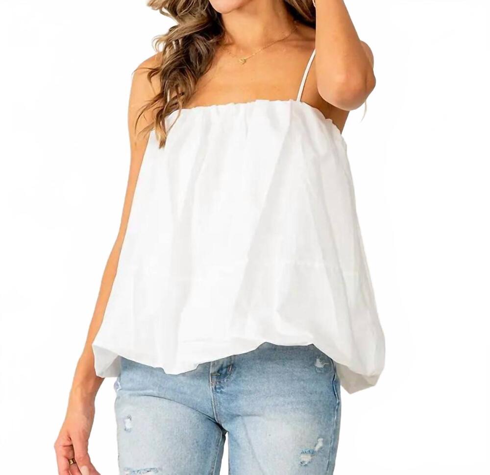 NEW LIKE LOVE bubble hem spaghetti strap top in white